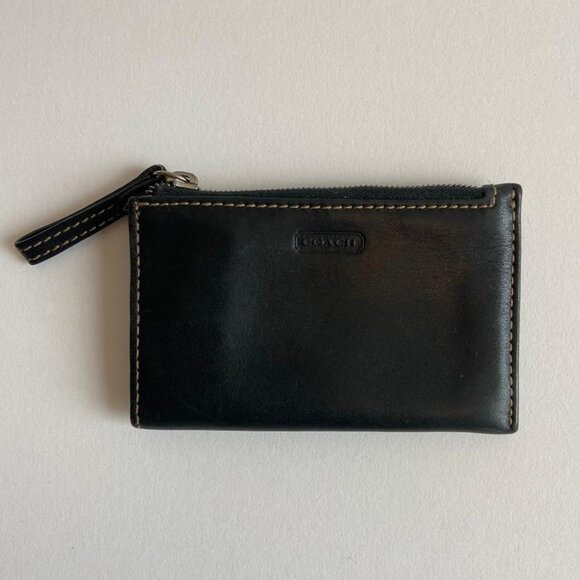 🆕 Coach Vintage Black Leather Key, Card, & Coin Wallet - Picture 2 of 11